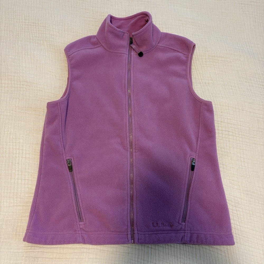 LL Bean Womens Vest Full Zip Polyester Fleece Pockets Sz Small‎ Purple Outdoor